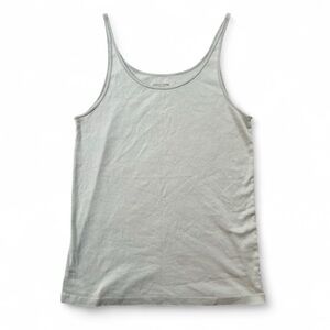 Eileen Fisher Organic Cotton Light Gray Scoop Neck Tank Top Elavated Basics XL